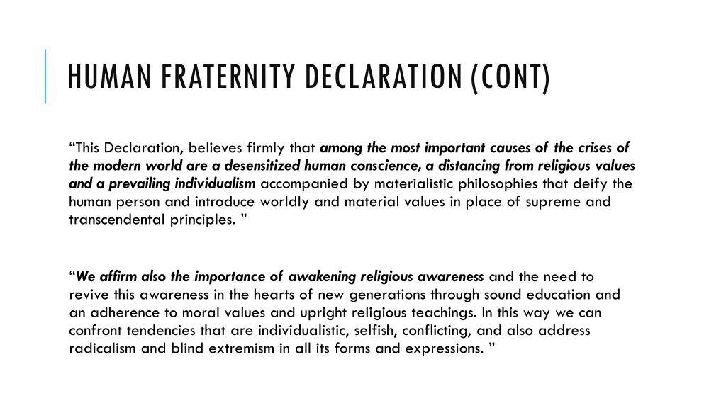 human fraternity declaration cont