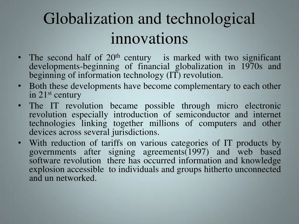 globalization and technological innovations