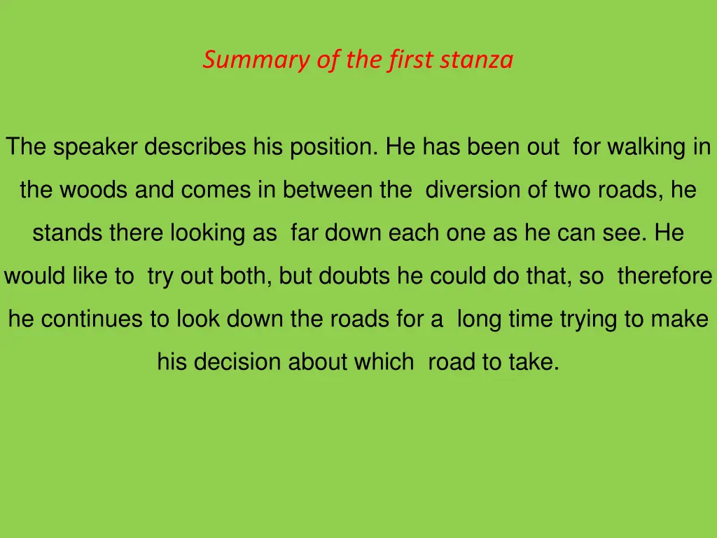 summary of the first stanza