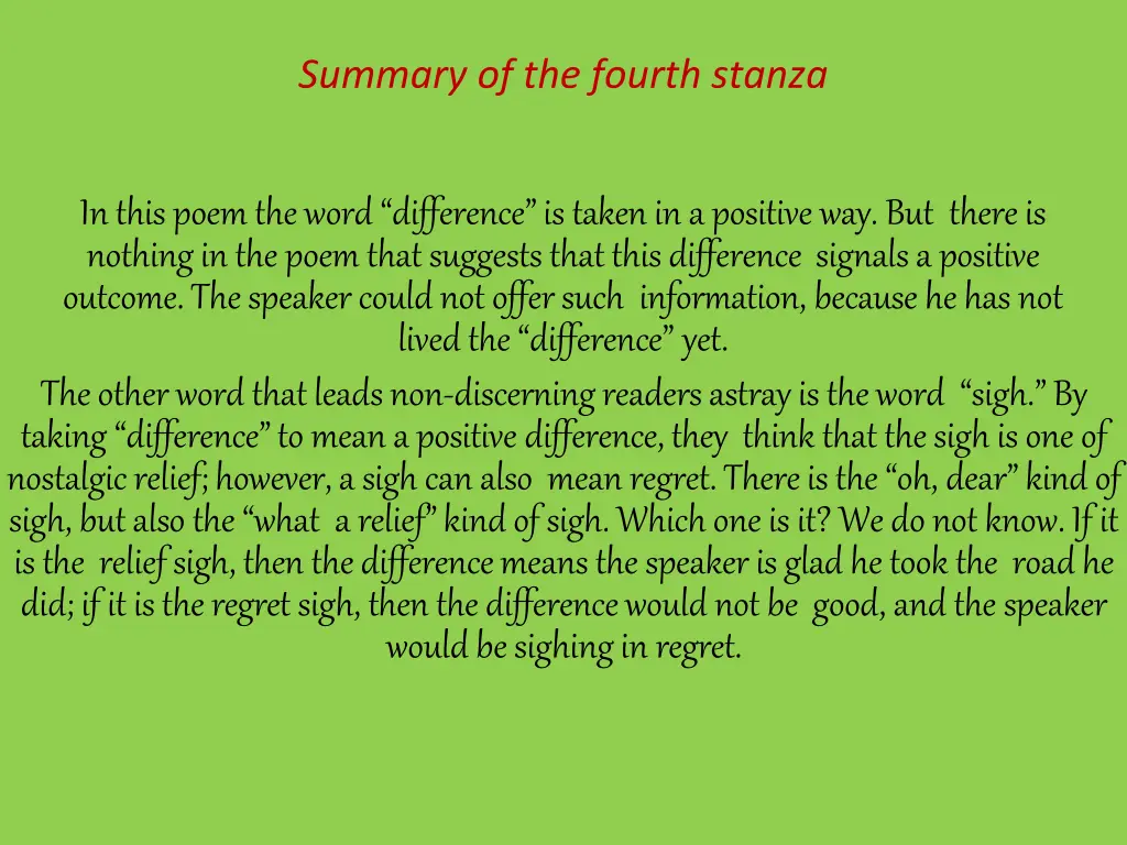 summary of the fourth stanza