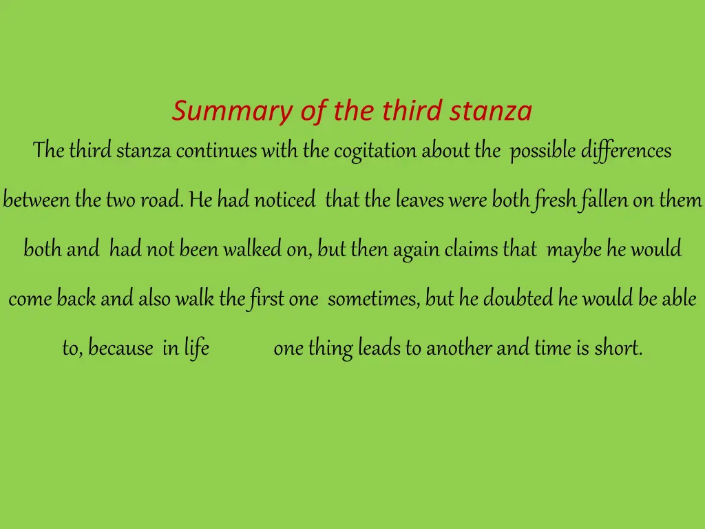 summary of the third stanza the third stanza