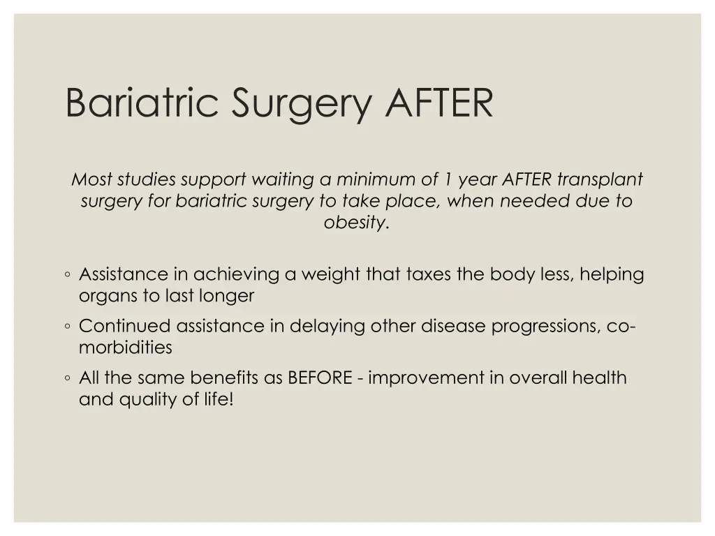 bariatric surgery after