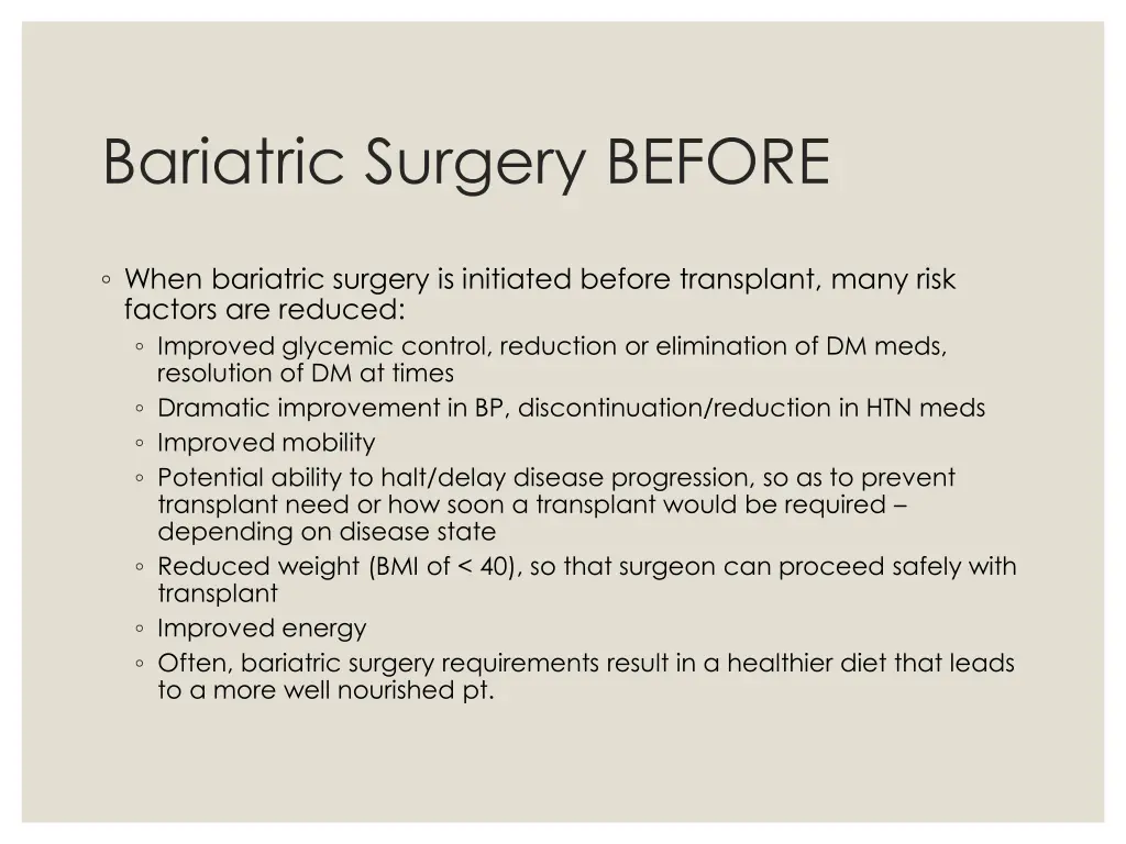 bariatric surgery before