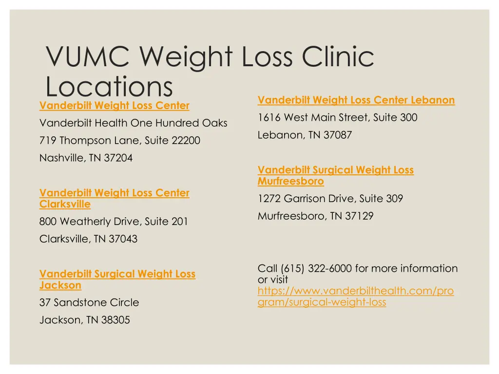 vumc weight loss clinic locations vanderbilt