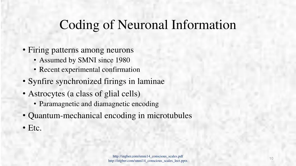 coding of neuronal information