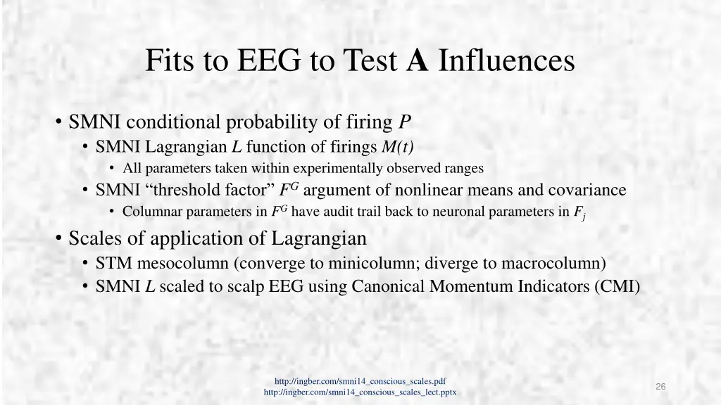 fits to eeg to test a influences