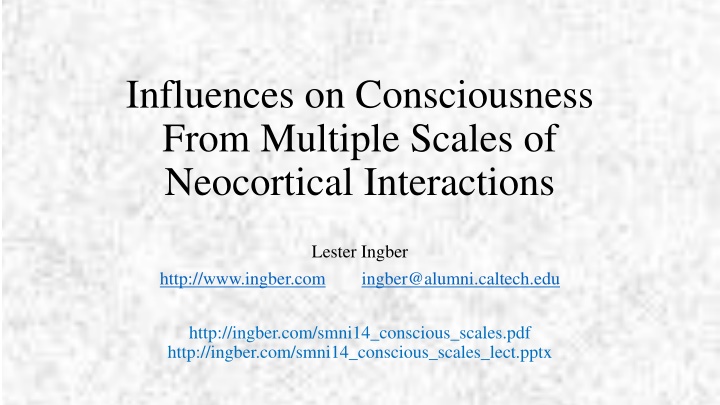 influences on consciousness from multiple scales