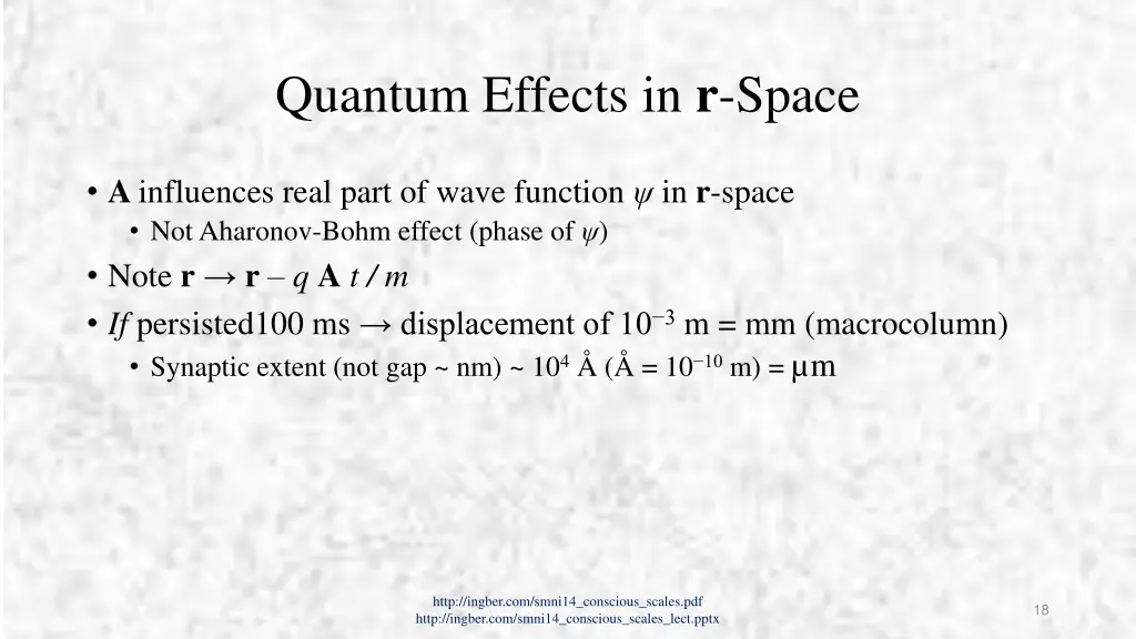 quantum effects in r space