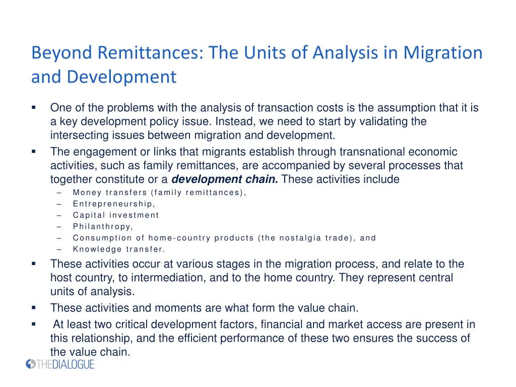 beyond remittances the units of analysis