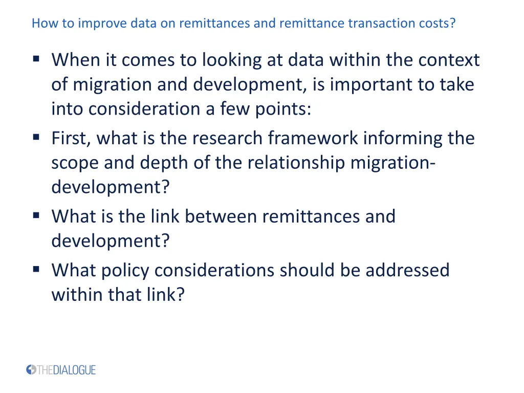 how to improve data on remittances and remittance