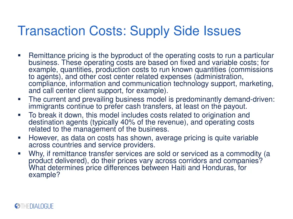 transaction costs supply side issues