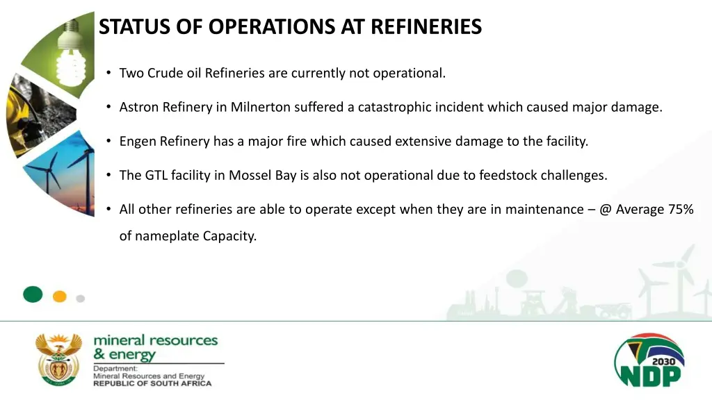 status of operations at refineries