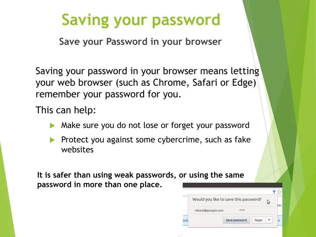 saving your password