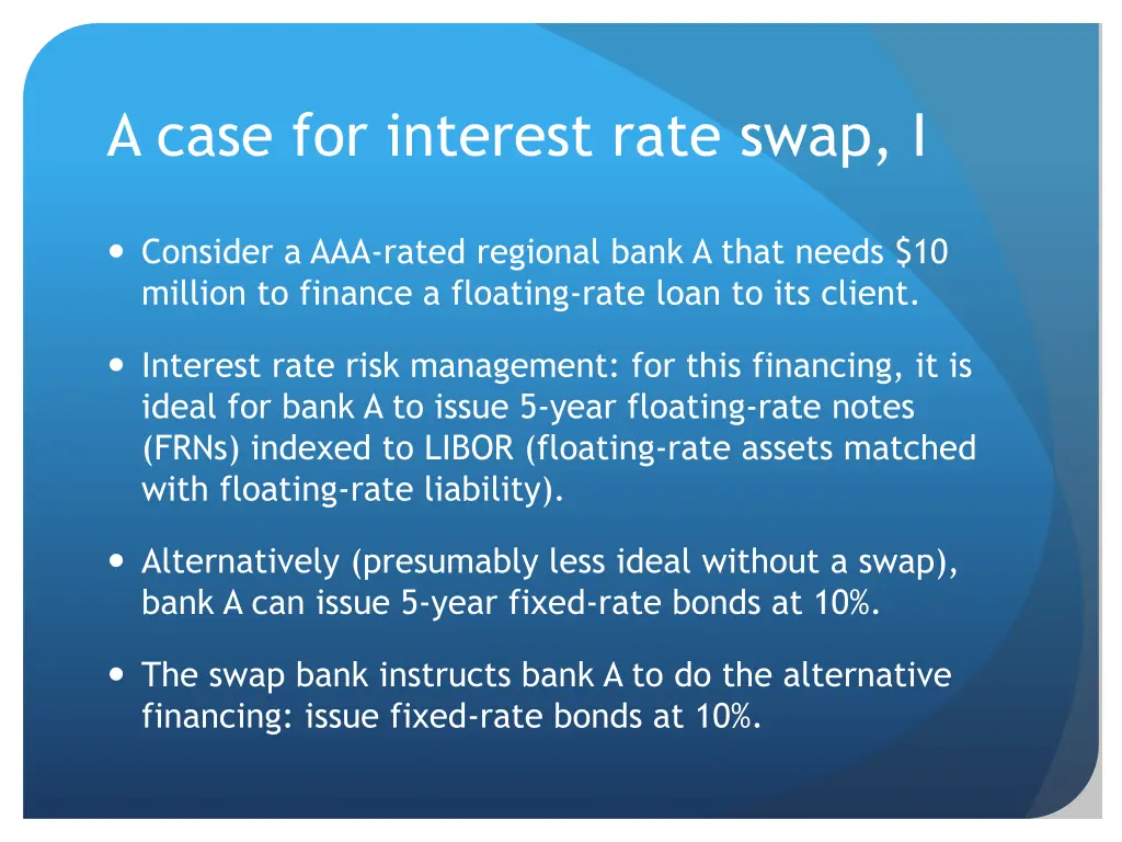 a case for interest rate swap i