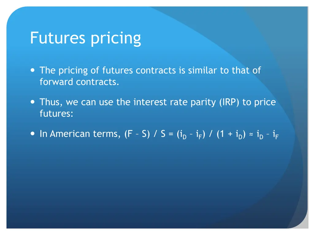 futures pricing