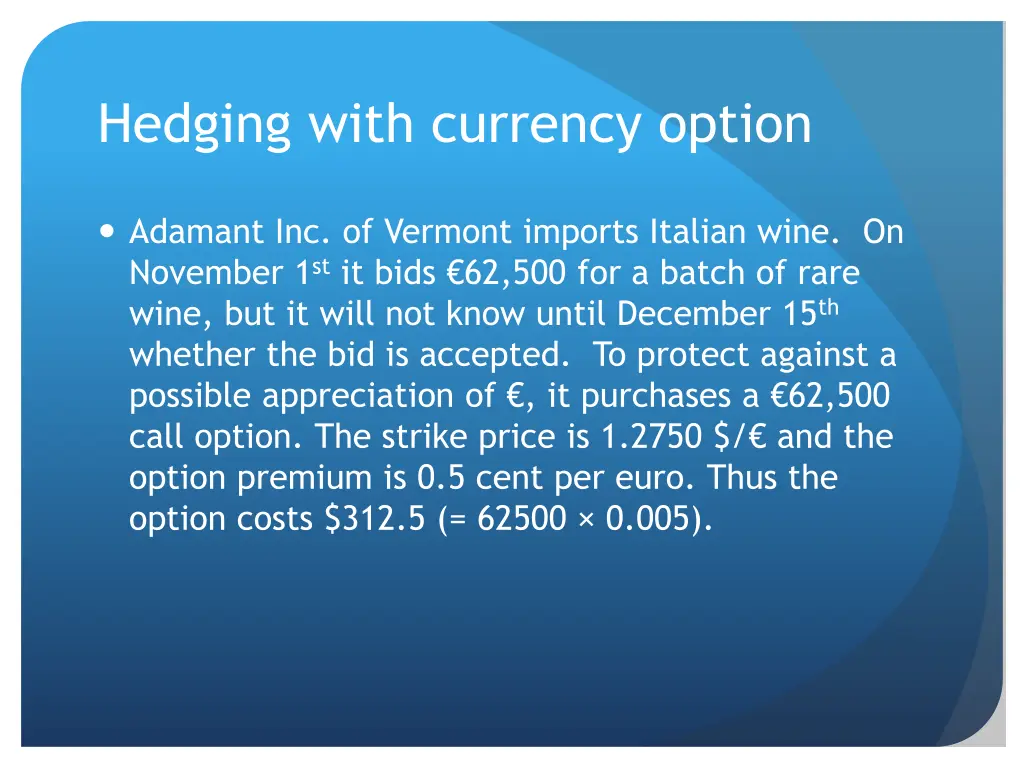 hedging with currency option