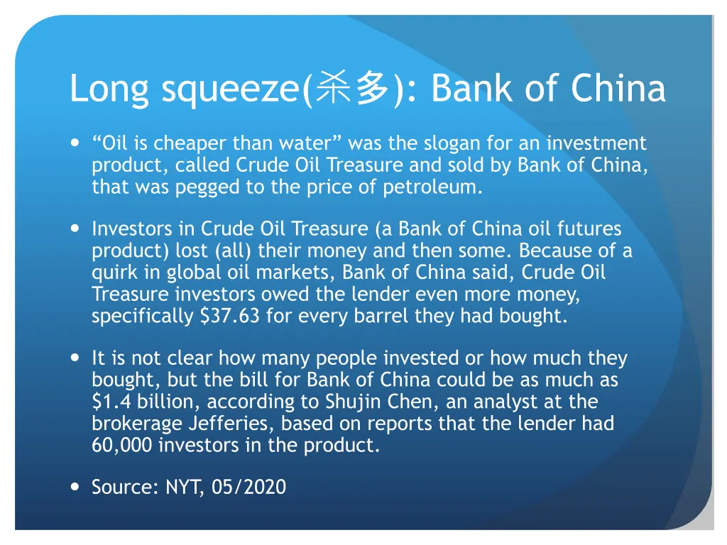 long squeeze bank of china