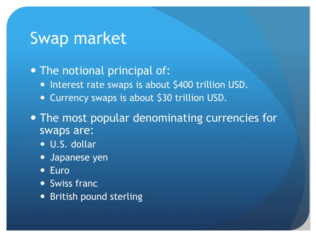 swap market