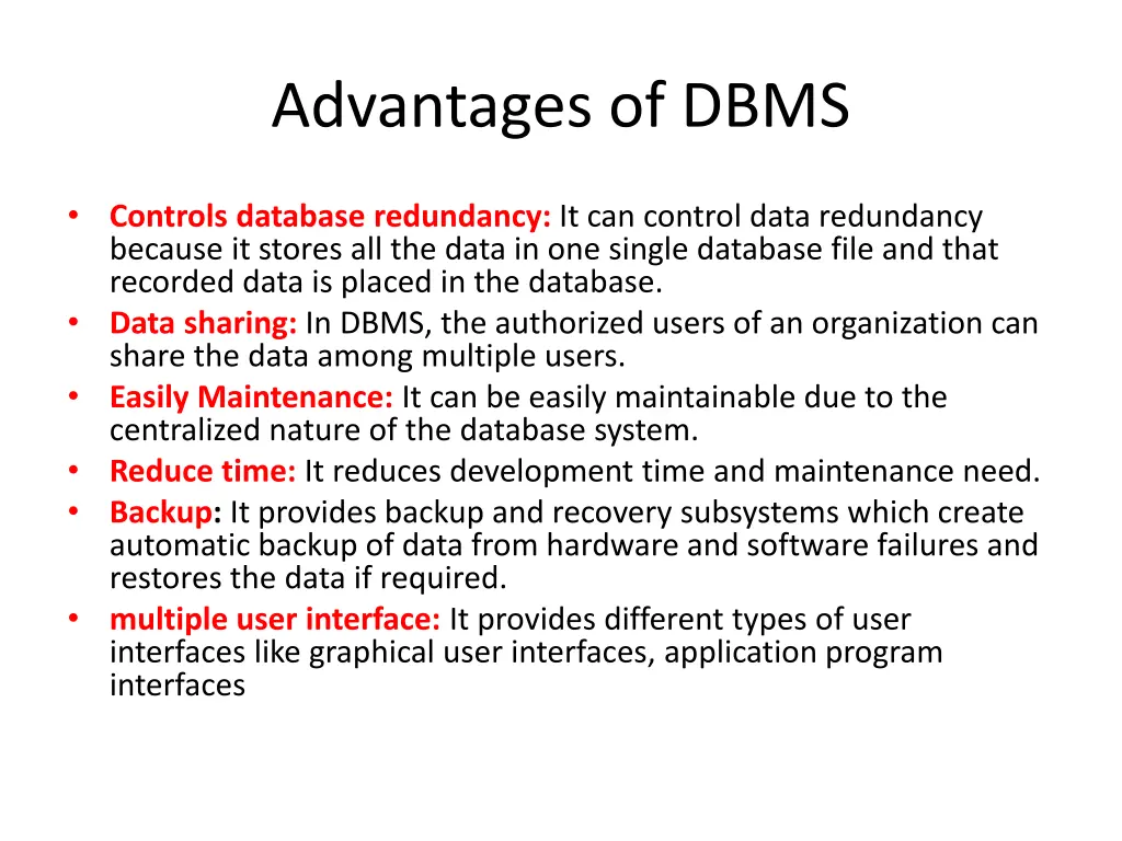 advantages of dbms