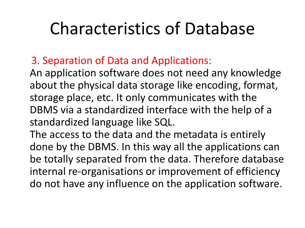 characteristics of database 2