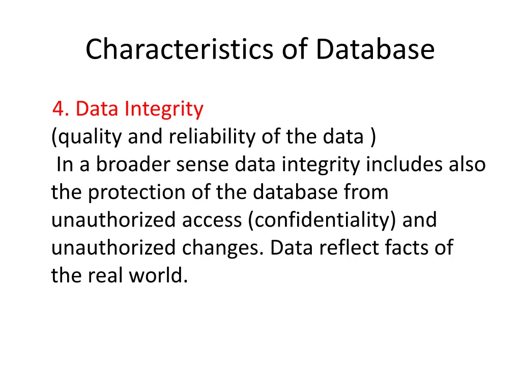 characteristics of database 3