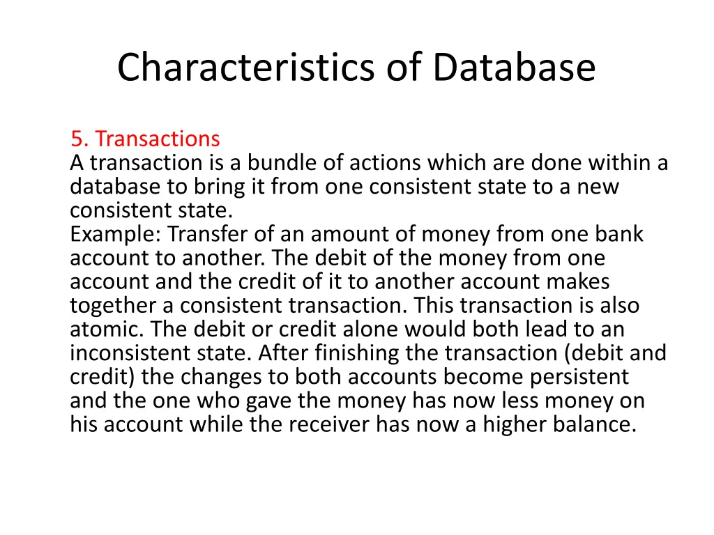 characteristics of database 4