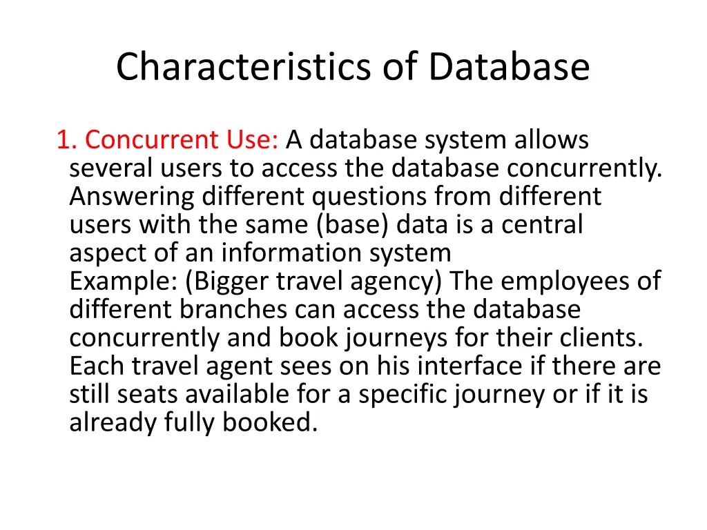 characteristics of database