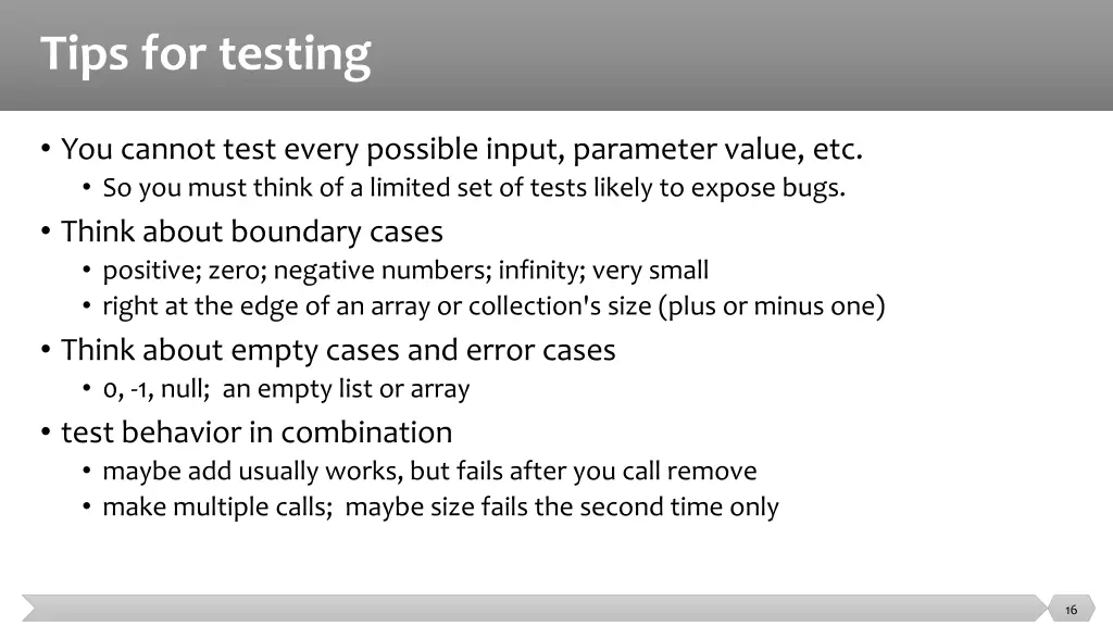 tips for testing