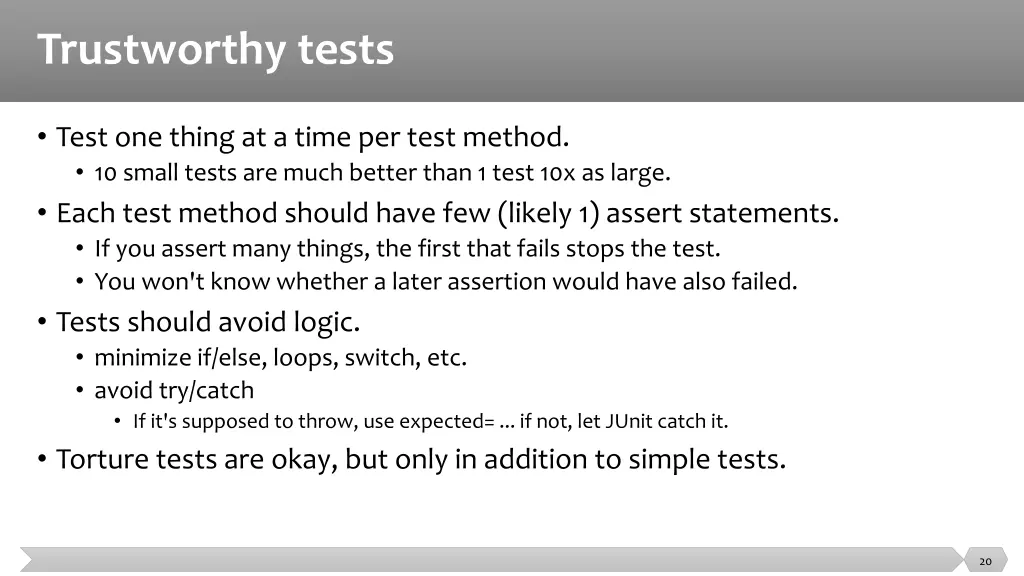 trustworthy tests