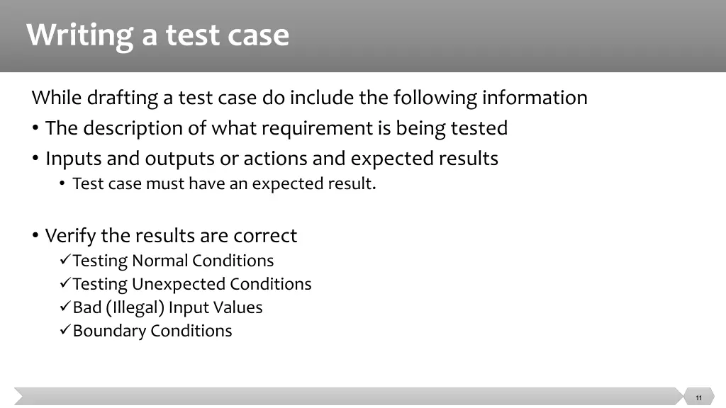 writing a test case