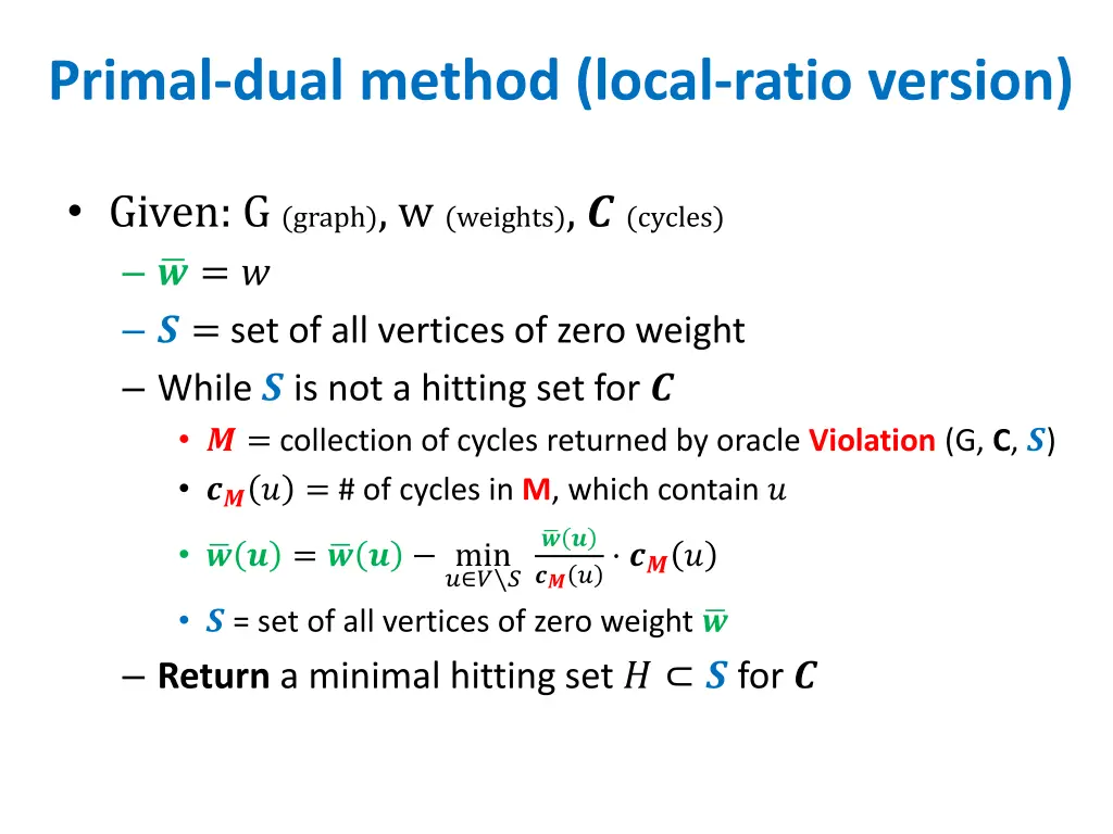 primal dual method local ratio version given