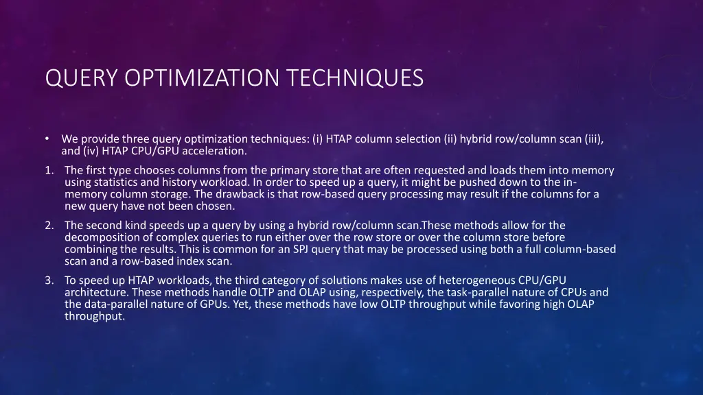 query optimization techniques