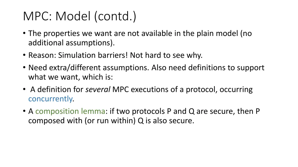 mpc model contd