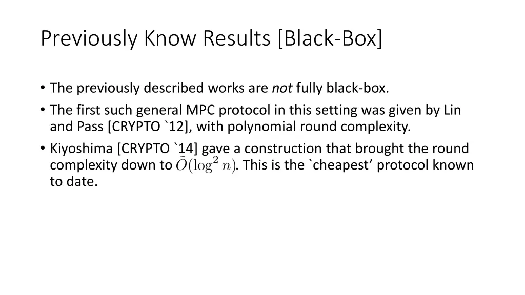 previously know results black box