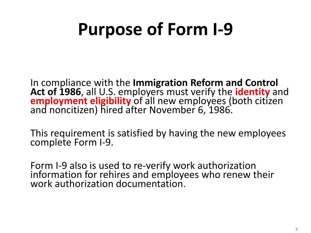 purpose of form i 9