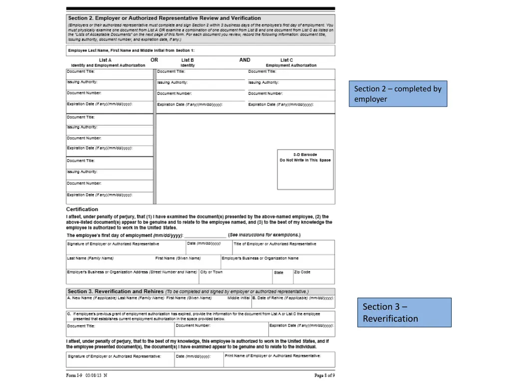 section 2 completed by employer