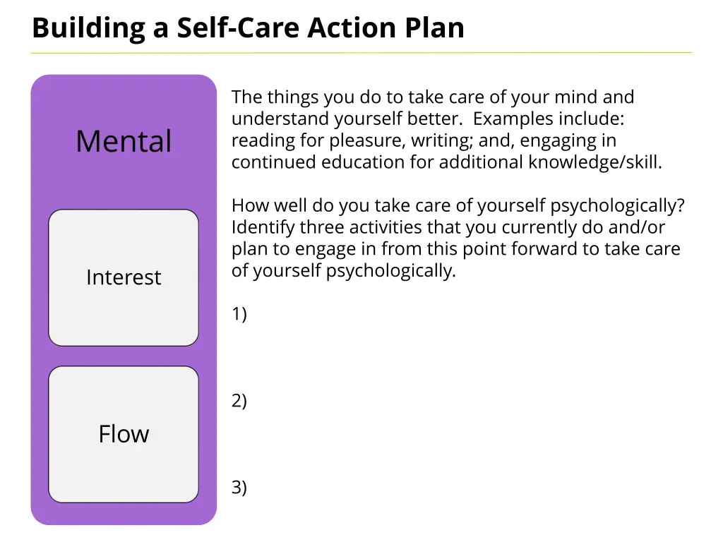 building a self care action plan 3