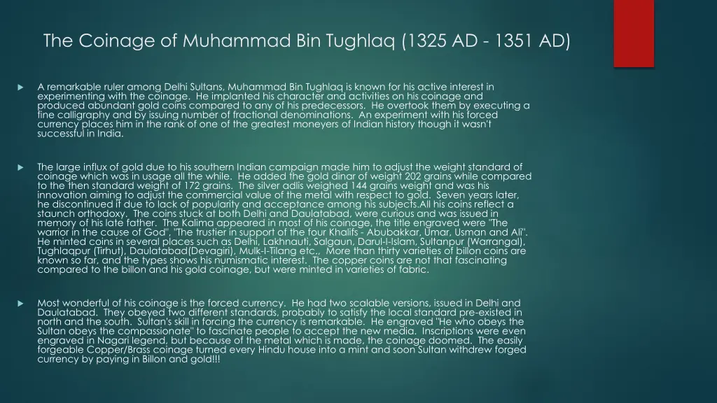 the coinage of muhammad bin tughlaq 1325 ad 1351