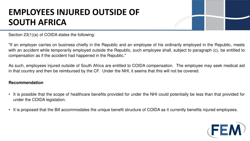 employees injured outside of south africa