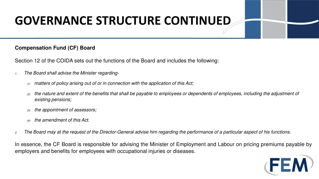 governance structure continued