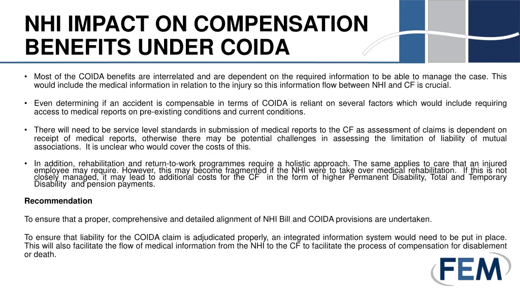 nhi impact on compensation benefits under coida