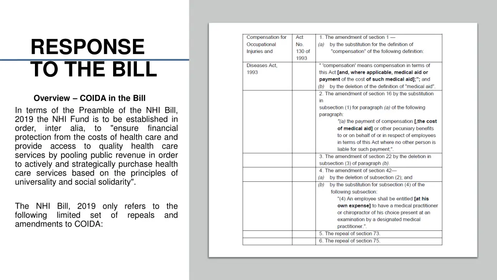 response to the bill