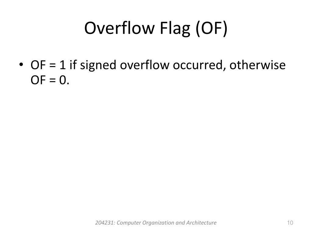 overflow flag of