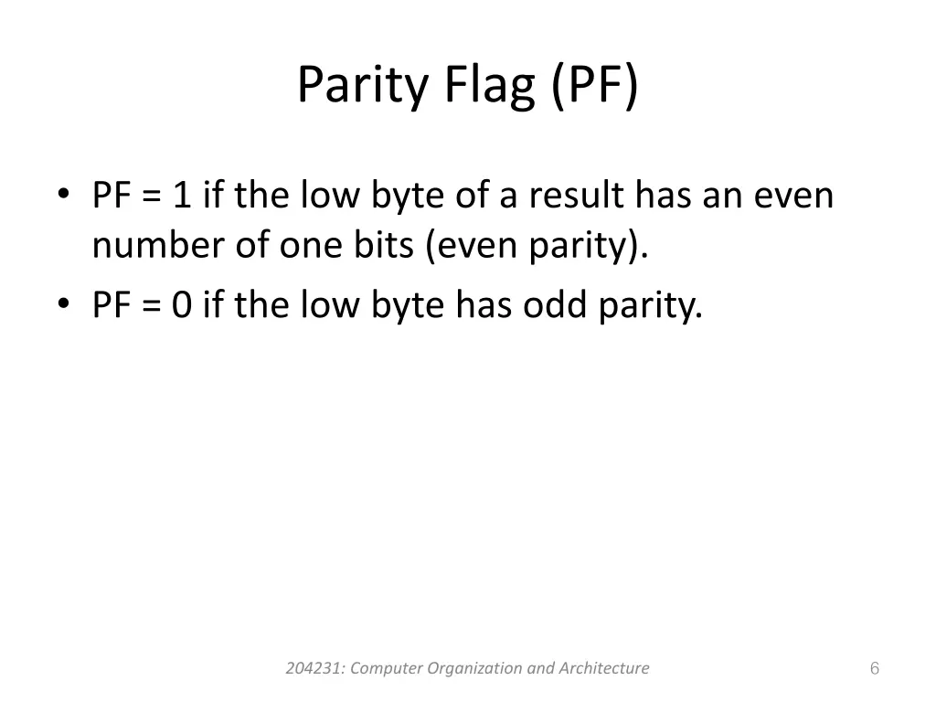 parity flag pf