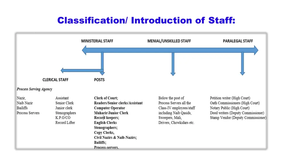 classification introduction of staff