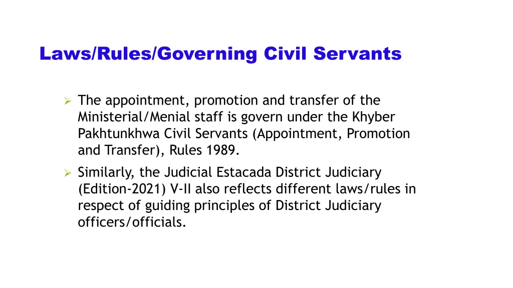 laws rules governing civil servants