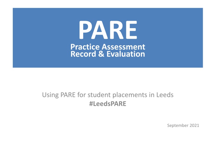 pare practice assessment record evaluation