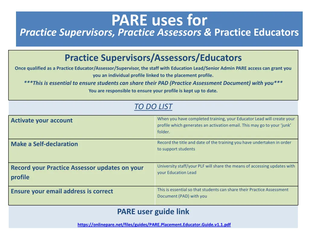 pare uses for