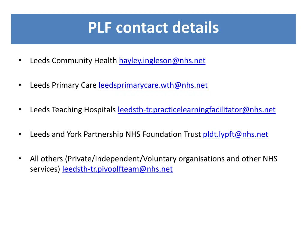 plf contact details