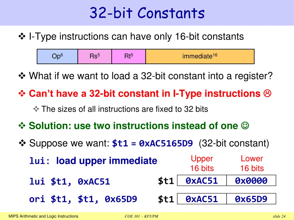 32 bit constants